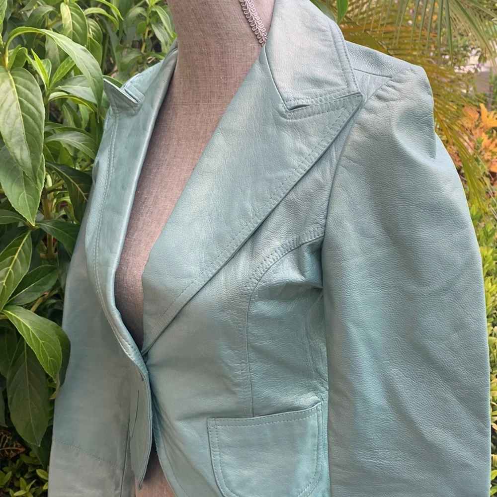 Bebe Winter Green Leather Jacket - Picture 4 of 10